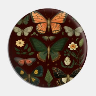 Mystical butterflies among flowers Pin