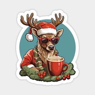 Christmas reindeer wearing sunglasses Magnet