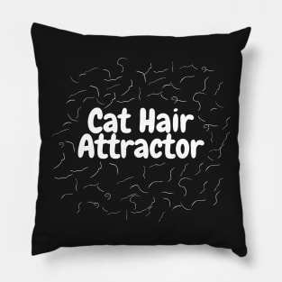 Cat Hair Attractor (white on dark) Pillow