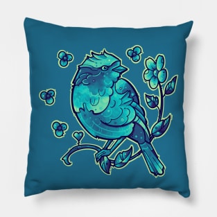 aqua blue bird Pillow