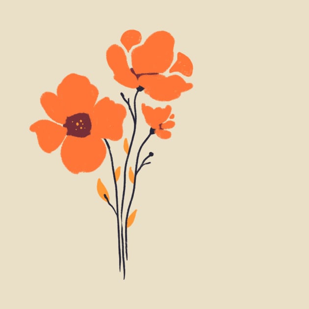 Orange Poppies || Minimal Flowers by WorkTheAngle