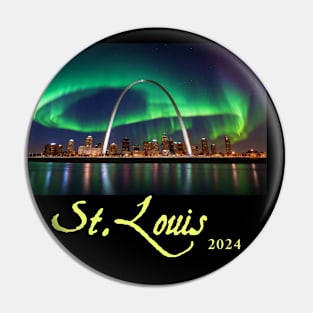 Northern Lights Over The St. Louis Gateway Arch Pin