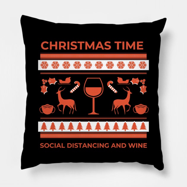 Christmas Time Social Distancing and Wine Pillow by queensandkings