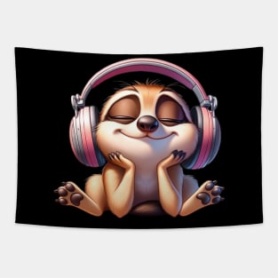 Blissful Meerkat DJ – Grooving to the Beat of Chill Vibes Tee Tapestry