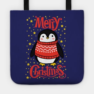 Merry Christmas a cute penguin illustration Tote