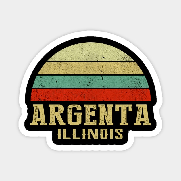 ILLINOIS - Vintage Retro Sunset ARGENTA, IL Shirt Magnet by LIPTIN