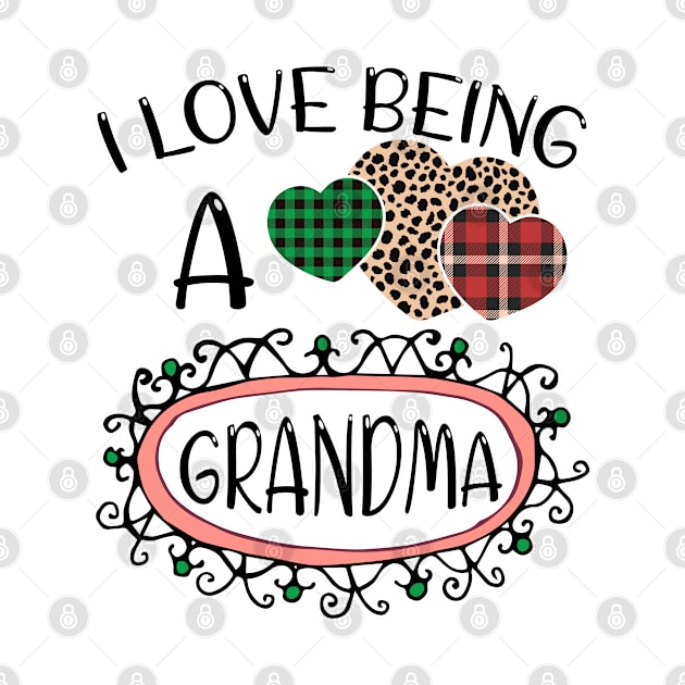 I Love Being Grandma Heart Valentine's Day 2021 Red Plaid by Marcekdesign