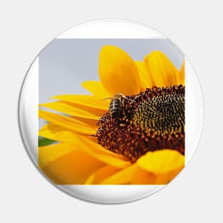 Vibrant Yellow Sunflower and Bee Pin
