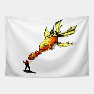 Diver Down Goldfish Background Tapestry