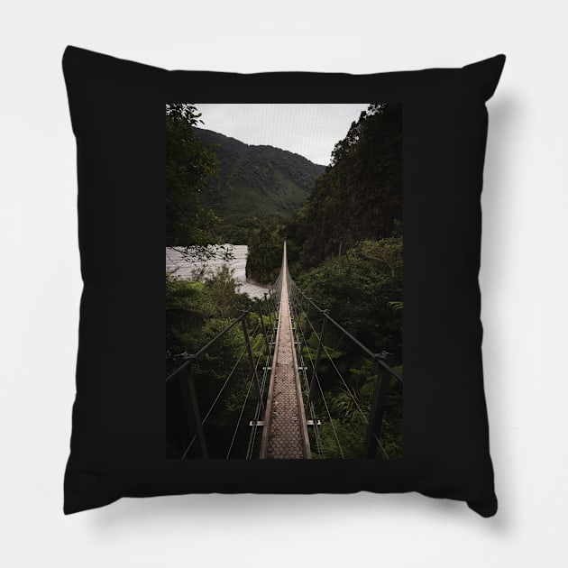 Longest Swing Bridge in New Zealand Pillow by Danny Wanders