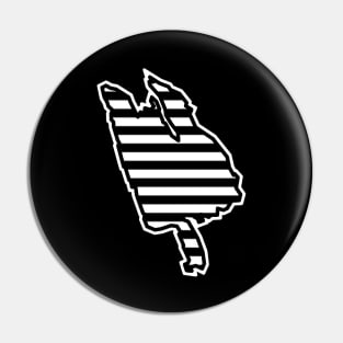 Thetis Island Silhouette in Black and White Stripes - Simple Line Pattern - Thetis Island Pin