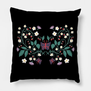 Folk Art Strawberries Pillow