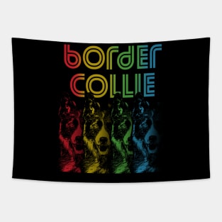 Cool Retro Groovy Border Collie Dog Tapestry