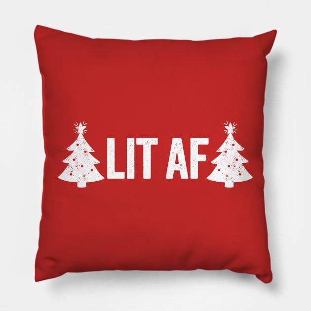 Lit AF funny Christmas tree holiday party novelty t-shirt Pillow by e2productions