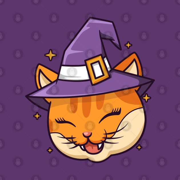 Funny cat wear witch hat by noorshine