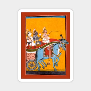 Krishna & Balarama on Chariot with Akrura 1700s Bhagavata Purana Magnet