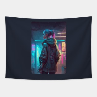 Cyberpunk Girl Tapestry