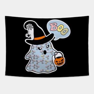 Boo! Blue Halloween Ghost! Tapestry