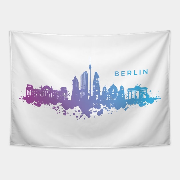Berlin Watercolor Skyline Tapestry by LR_Collections