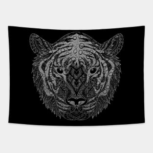 Abstract Grey Water Tiger Head Tapestry