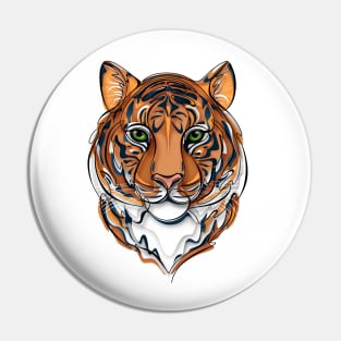 Continuous Line Tiger Portrait. 2022 New Year Symbol by Chinese Horoscope Pin