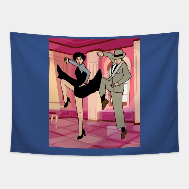 Couple Dancing Romantic Dance Tapestry by flofin