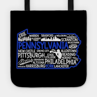 York Pennsylvania cute map, Erie, Bethlehem, Scranton, Lancaster, Levittown, Harrisburg Tote