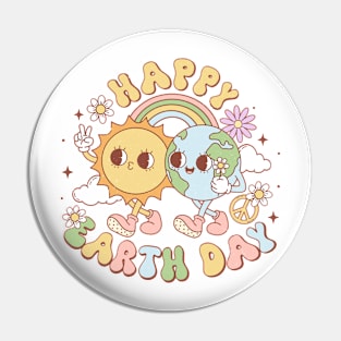 Happy Earth Day Retro Earth Day 2024 Environment Pin