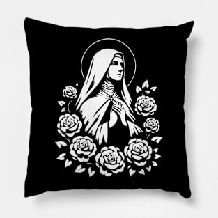 St Therese of Lisieux Little Flower Rose Catholic Saint Pillow