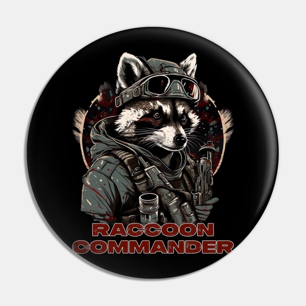 Raccoon Soldier Commander on duty Pin by AI - Made Me Do It