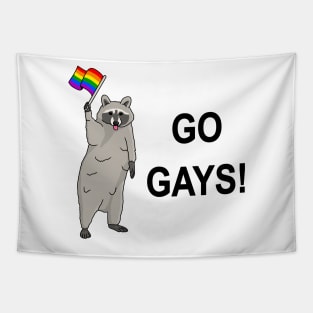 Go Gays! - Funny Raccoon Pride Meme Tapestry