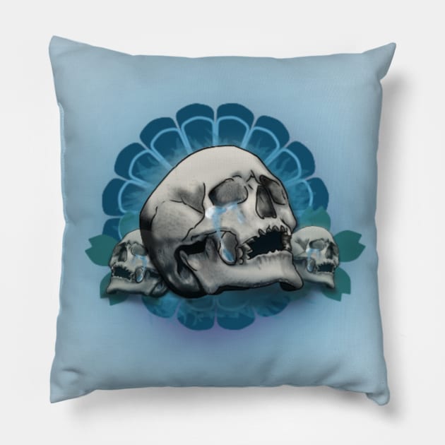 Bones are blue Pillow by Sarri