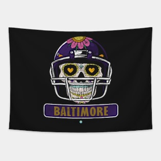 American Football - Baltimore Skull Football Gift Tapestry