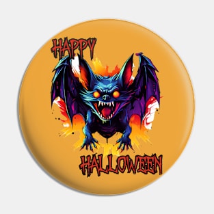 Spooky Bat Happy Halloween Pin