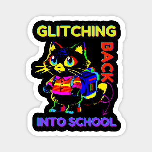 Back To School Glitch Cat Magnet