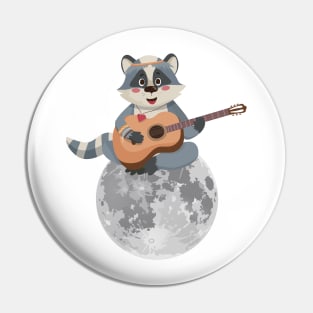 cute raccoon playing guitar Pin