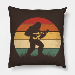 Bigfoot Sasquatch Playing Ukulele Vintage Music Lover Pillow