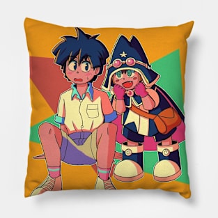 vaporwave anime aesthetic magical taruruuto kun Pillow