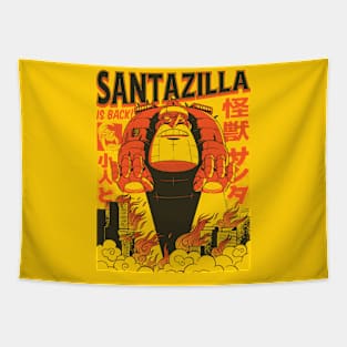 Santazilla // Funny Japanese Santa Kaiju Monster Tapestry