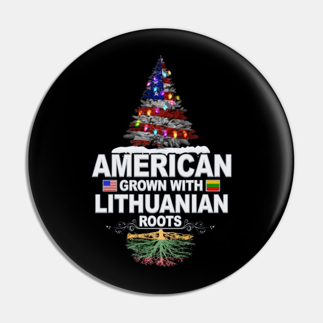 Christmas Tree  American Grown With Lithuanian Roots - Gift for Lithuanian From Lithuania Pin by Country Flags