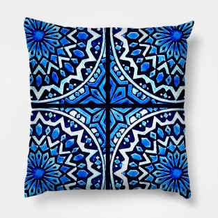 Persian Blue and Indigo Moroccan Pattern (Decorative Border) Pillow