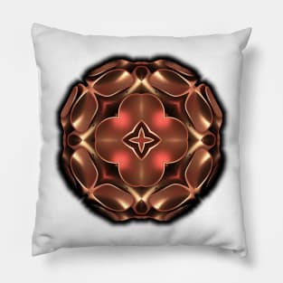 Copper Mandala - Mandelbulb 3D Fractal Rendering Pillow