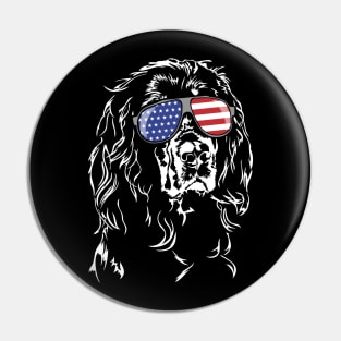 Proud Gordon Setter American Flag sunglasses dog Pin