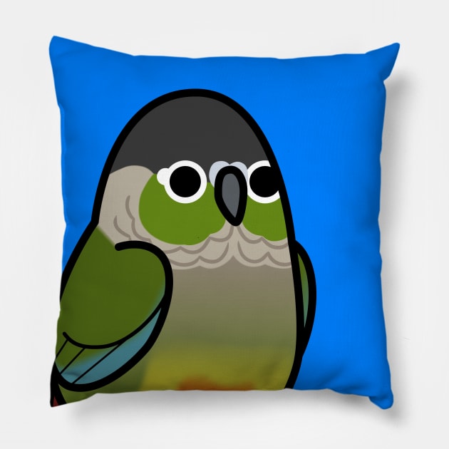 Too Many Birds!™ Green Cheek Conure Pillow by MaddeMichael