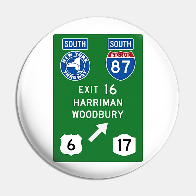 New York Thruway Southbound Exit 16: Harriman Woodbury Routes 6 and 17 Pin by MotiviTees