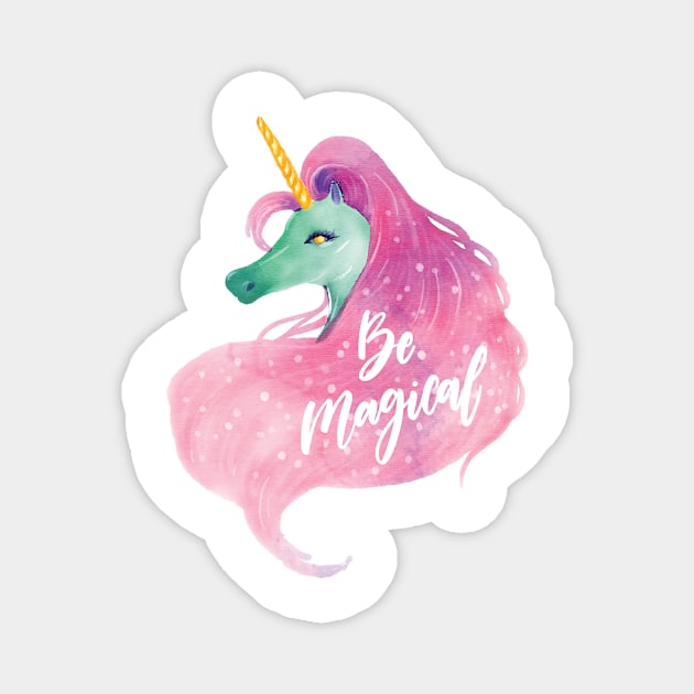 Be Magical Unicorn with Pink Mane Magnet by SandiTyche