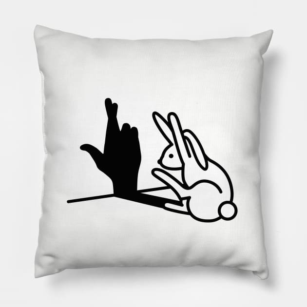 Rabbit shadow hand crossed fingers hand sign liar Pillow by LaundryFactory