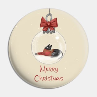 Merry Christmas - Black cats with Santa hat. Pin