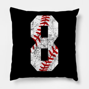 Vintage #8 Baseball Laces Baseball Mom Jersey Love Baseball 8th Birthday T-shirt Pillow