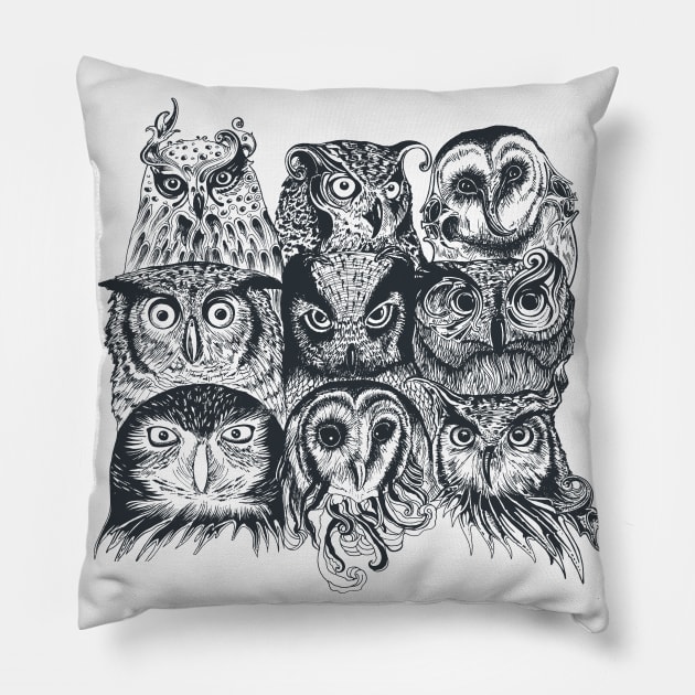 Nine Owls Pillow by rcaldwell